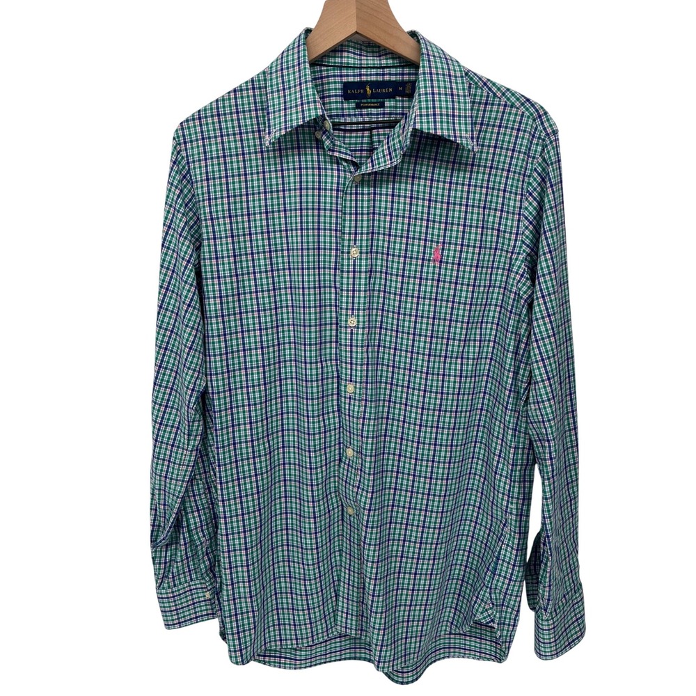 Ralph Lauren Performance Button Down‎ Mens M Green Plaid Golf Preppy Shirt